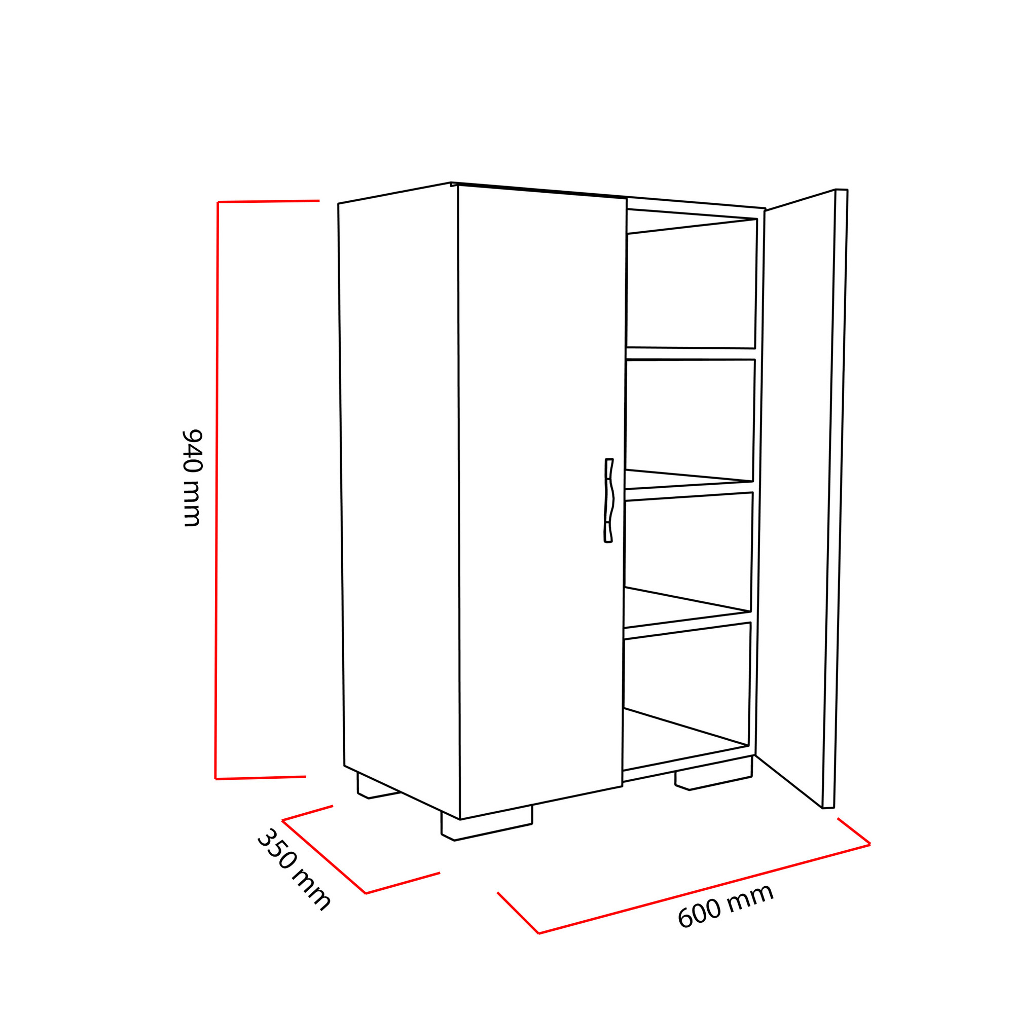 Kenkäkaappi Valento Furniture Mada4 Ayak, 60x94x35cm, valkoinen