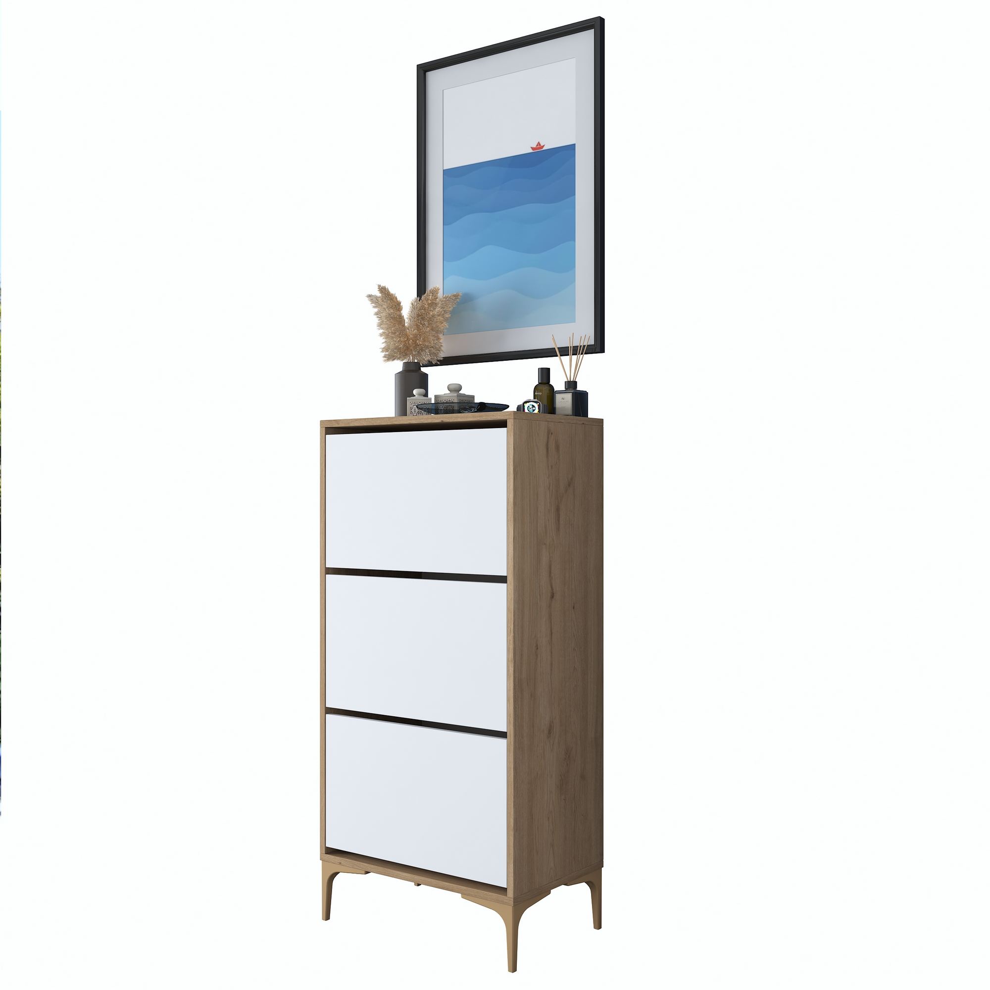 Kenkäkaappi Valento Furniture EB116 - 4717, 60x125x37,5 cm, pähkinä/valkoinen