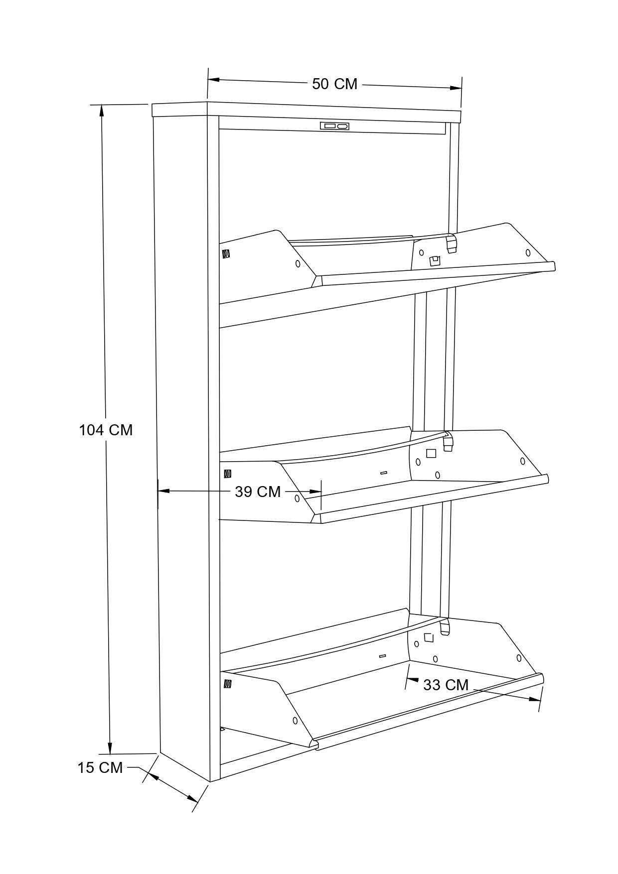 Kenkäkaappi Valento Furniture Primo 3, 50x15x104cm