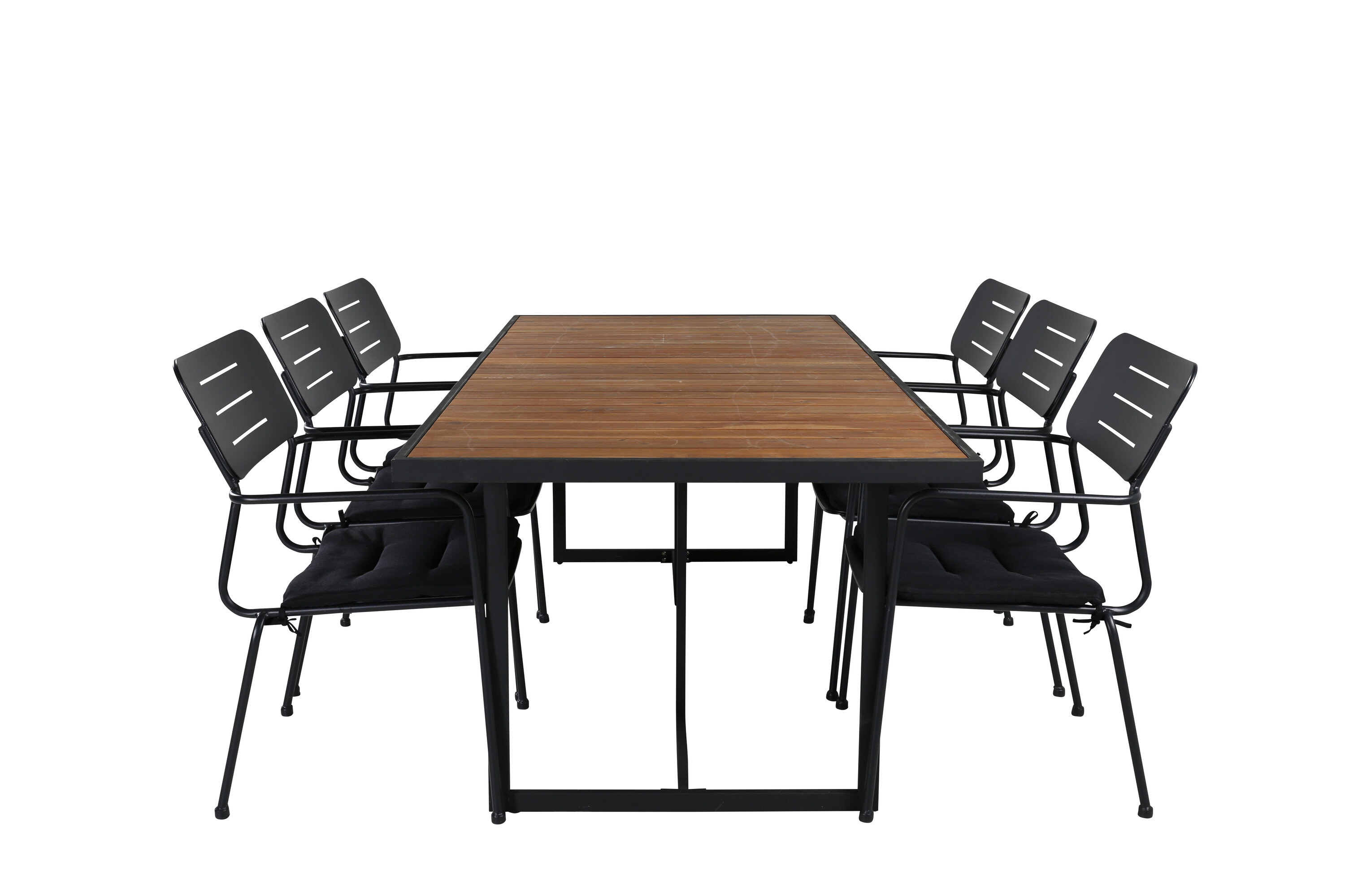 Ruokailuryhmä Venture Home Khung/Nicke, 200x100 cm, 6 nojallista tuolia, musta/luonnonvärinen