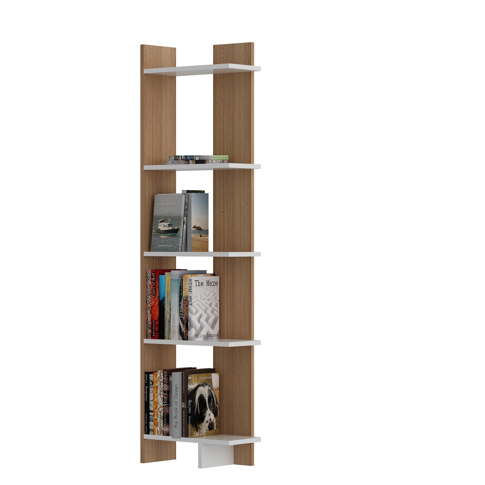 Kirjahylly Valento Furniture Als, 170x45x22cm, Teak/Valkoinen