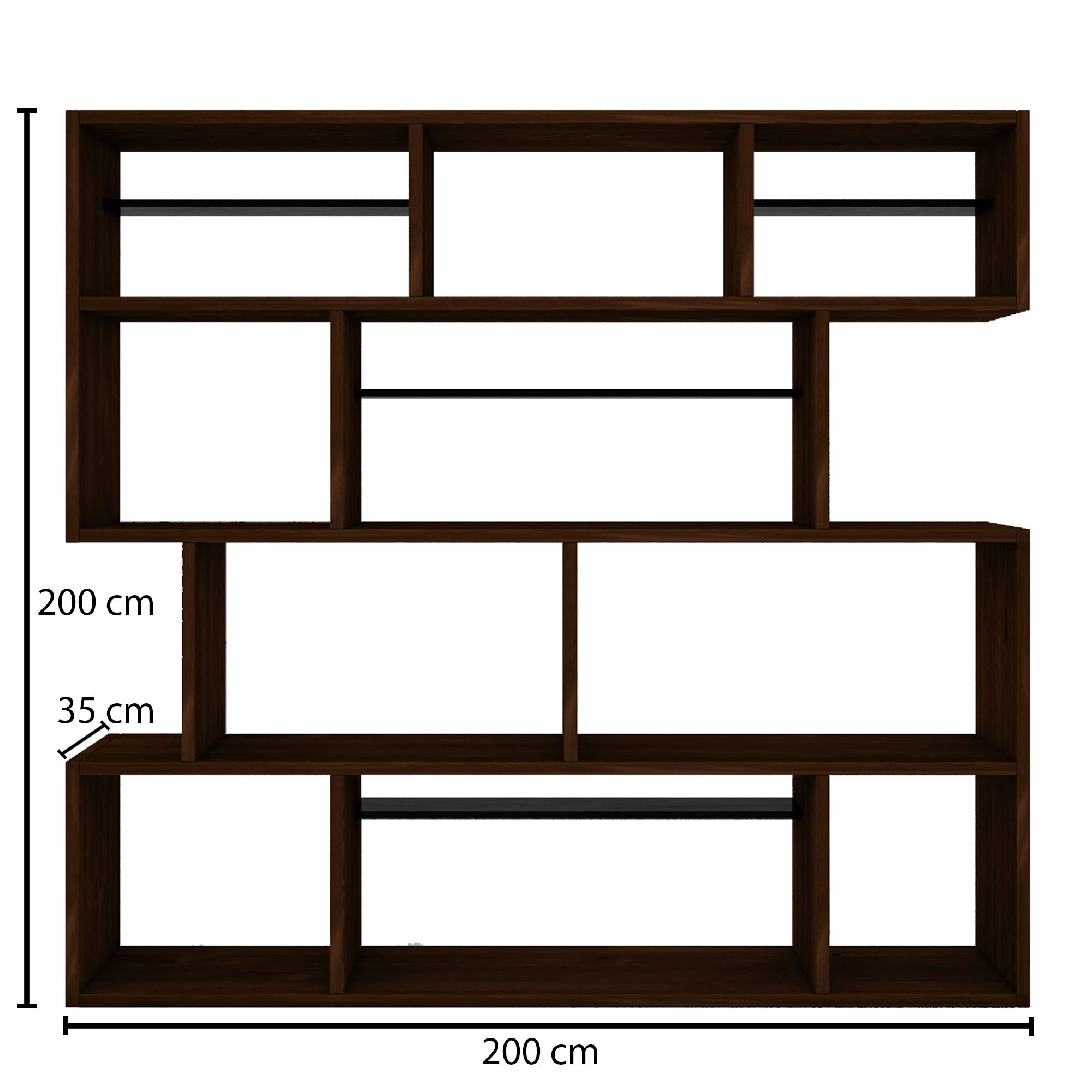 Kirjahylly Valento Furniture CPT6007-200, 200x200cm, pähkinä
