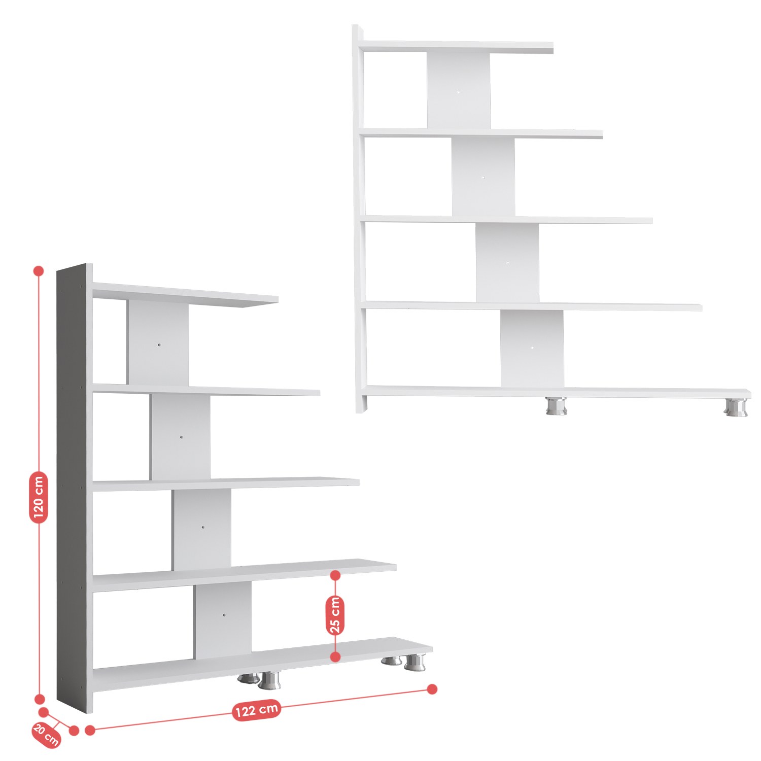 Kirjahylly Valento Furniture Reward, 122x120cm, valkoinen