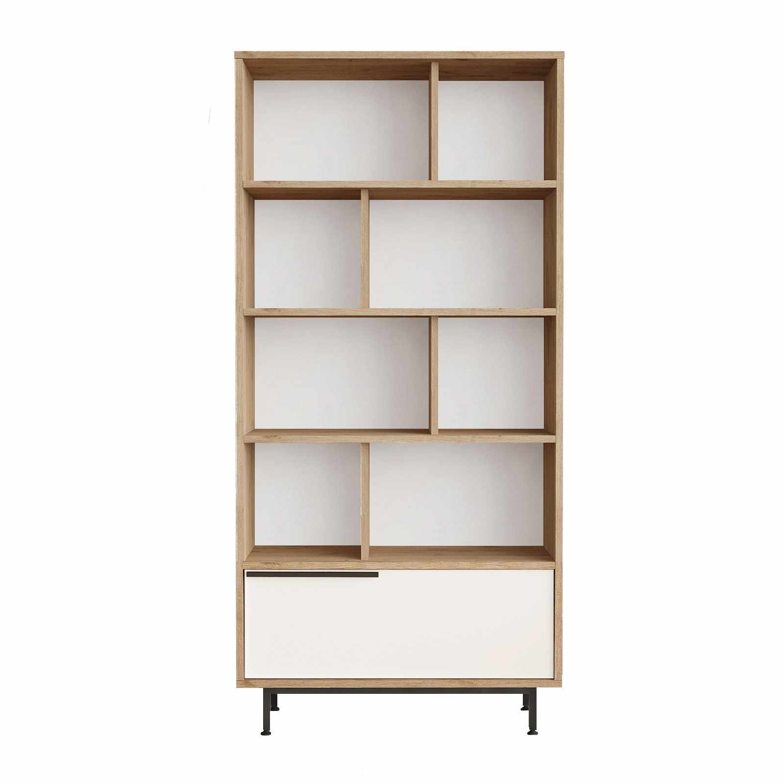Kirjahylly Valento Furniture Boh4-Sw, 83,9x163,6x29,5 cm, natural/valkoinen