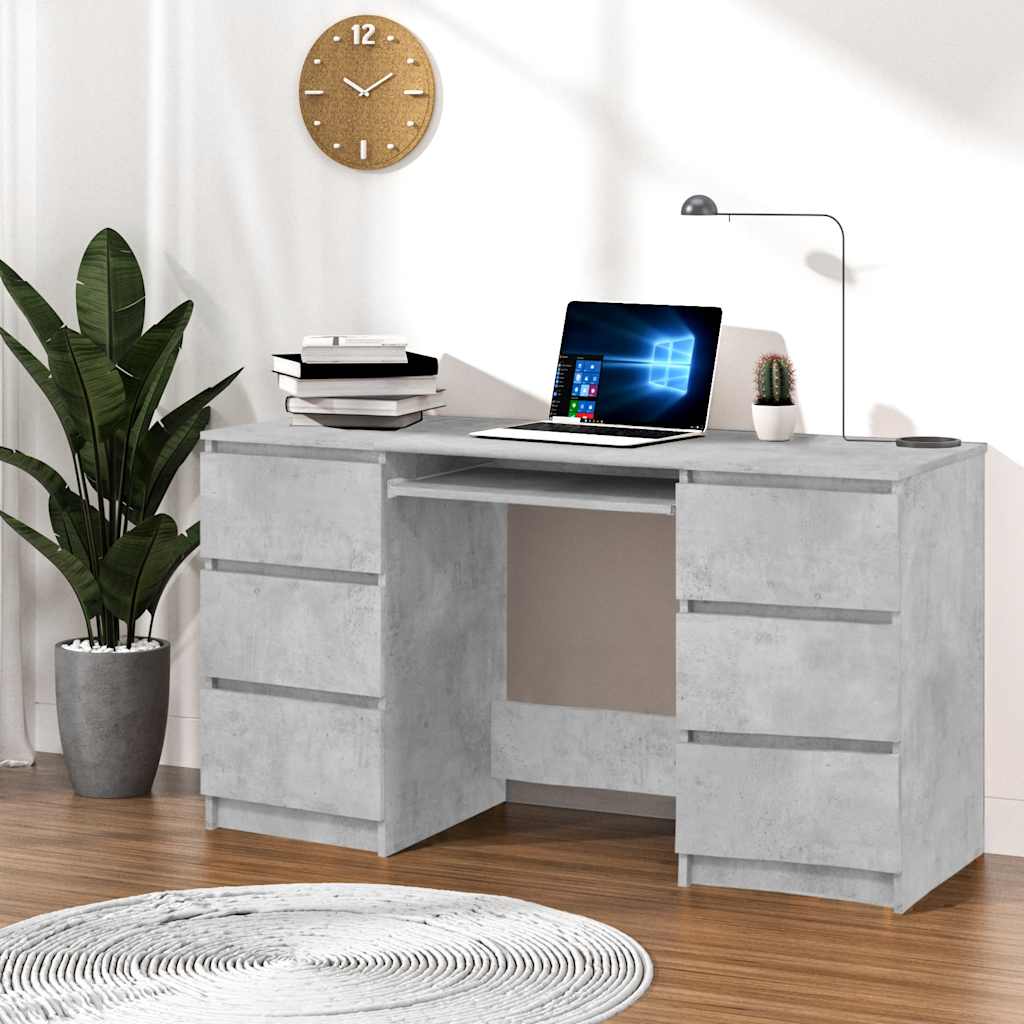 Kirjoituspöytä betoninharmaa 140x50x77 cm lastulevy