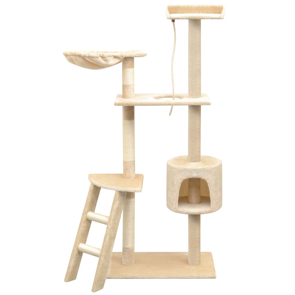 Kissan raapimispuu, sisal-pylväillä, 1 pesällä, 150cm, beige