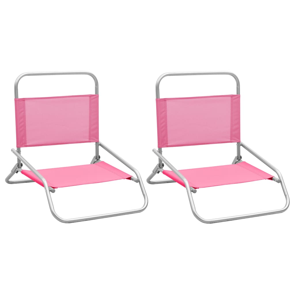 Kokoontaitettavat rantatuolit, 2 kpl, 51x61x58 cm, pinkki kangas