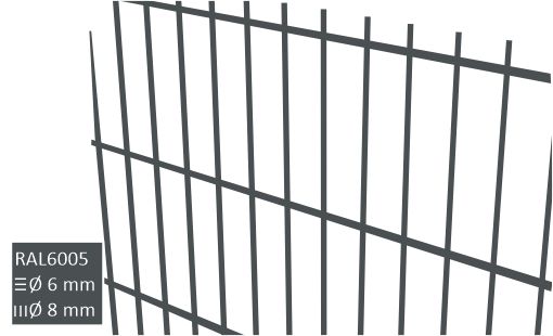 Kolmilanka-aitaelementti AitaX 2D 8/6/8, leveys 250 cm, korkeus 123-203cm
