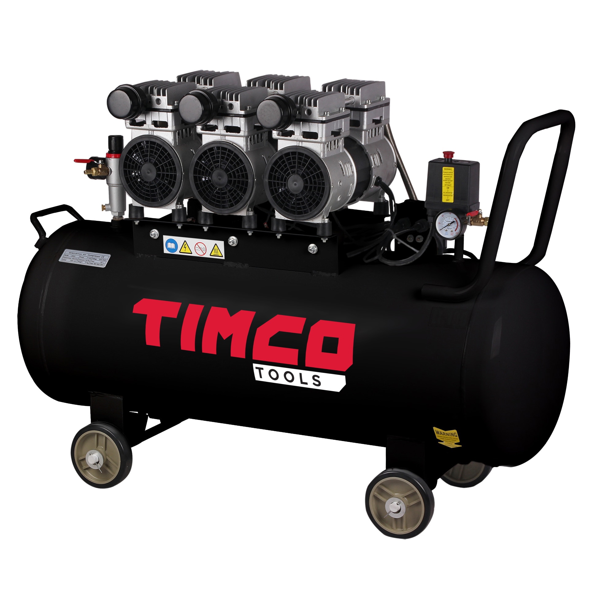 Kompressori Timco, 3x1 hp, 100 litraa, öljytön