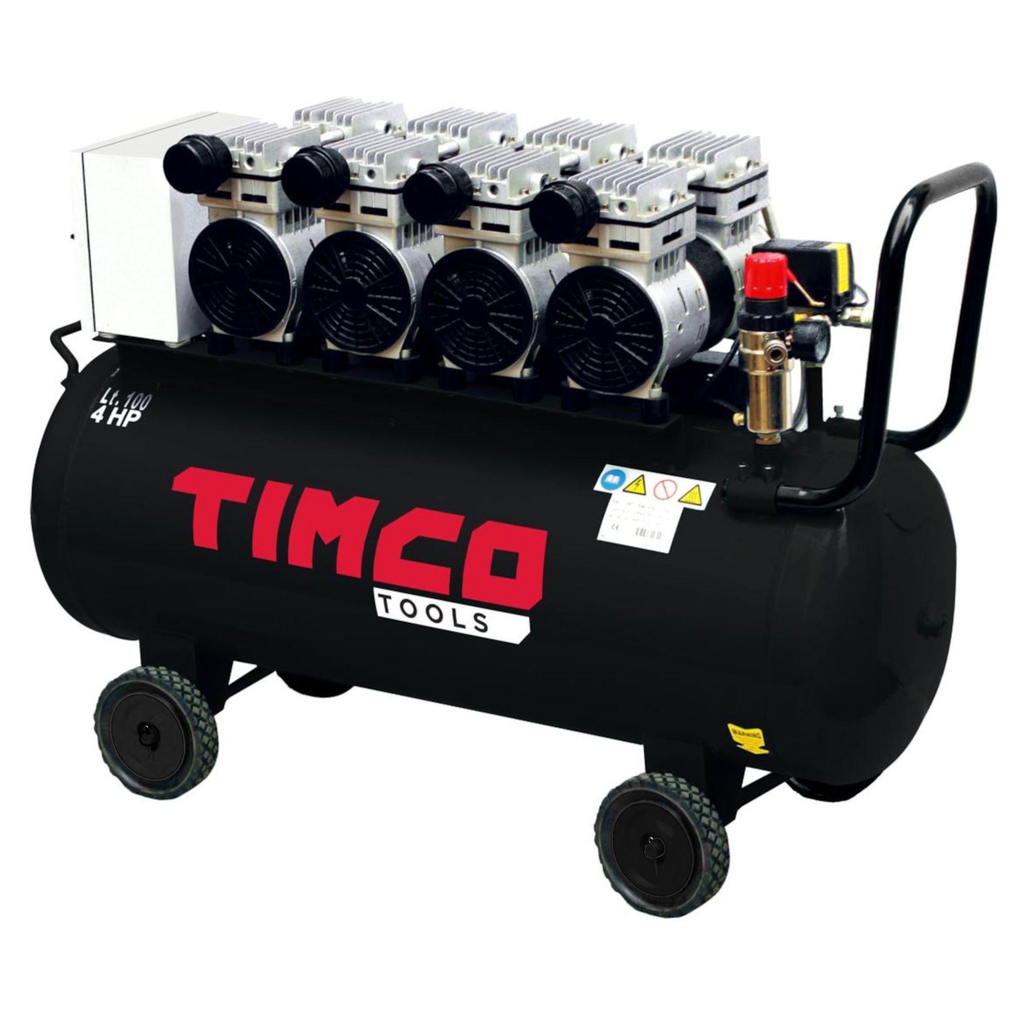 Kompressori Timco, 4x1 hp, 100 litraa, öljytön