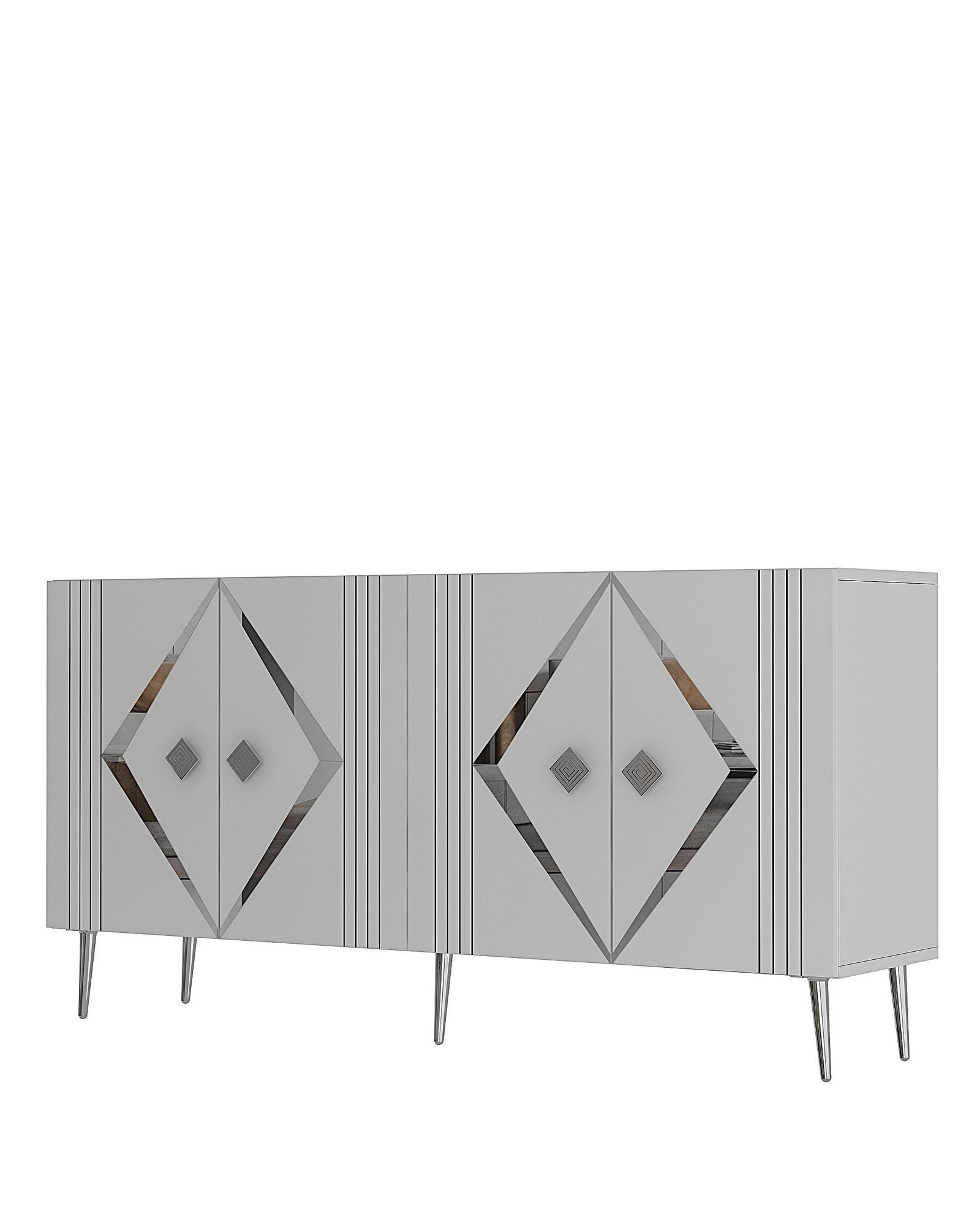 Konsolipöytä Valento Furniture Domino KB150, 150x35cm, Valkoinen, Hopea