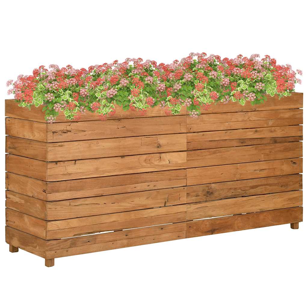 Korotettu kukkalaatikko 150x40x72 cm, tiikki ja teräs