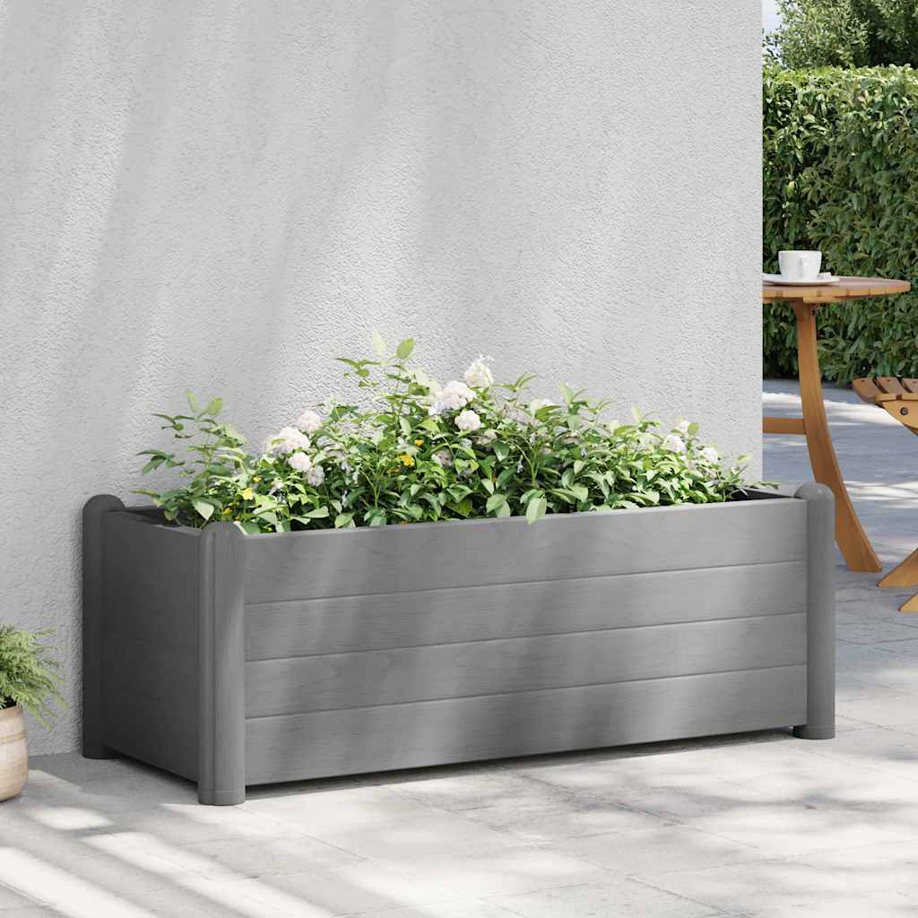 Korotettu kukkalaatikko PP kivenharmaa 100x43x35 cm