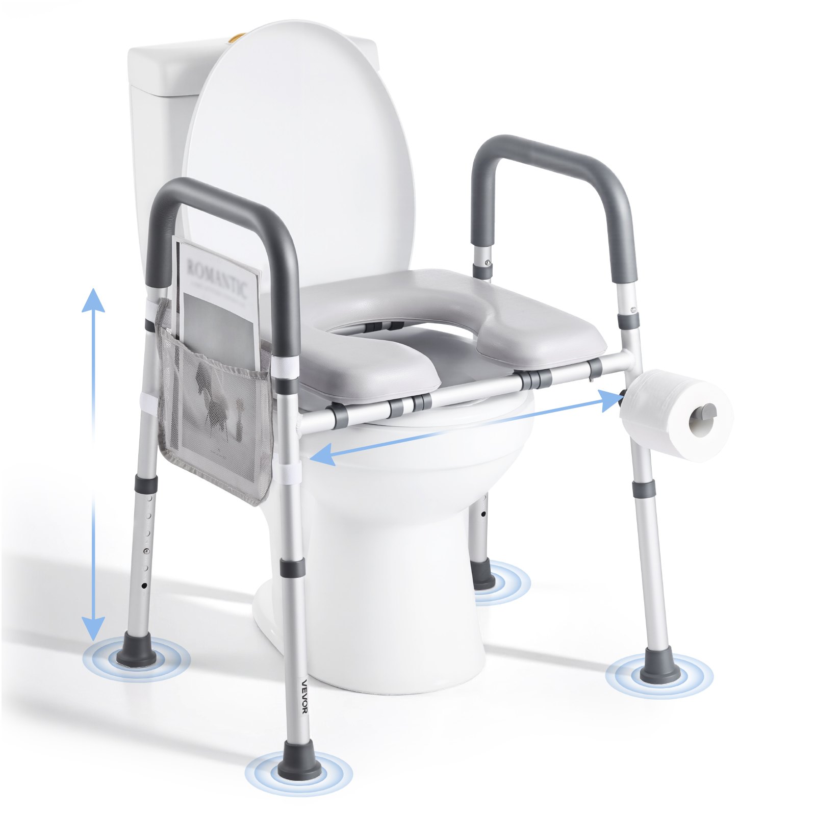 Korotettu WC-istuin North Craft XZY402, 181kg, Säädettävä Korkeus ja Leveys, Harmaa