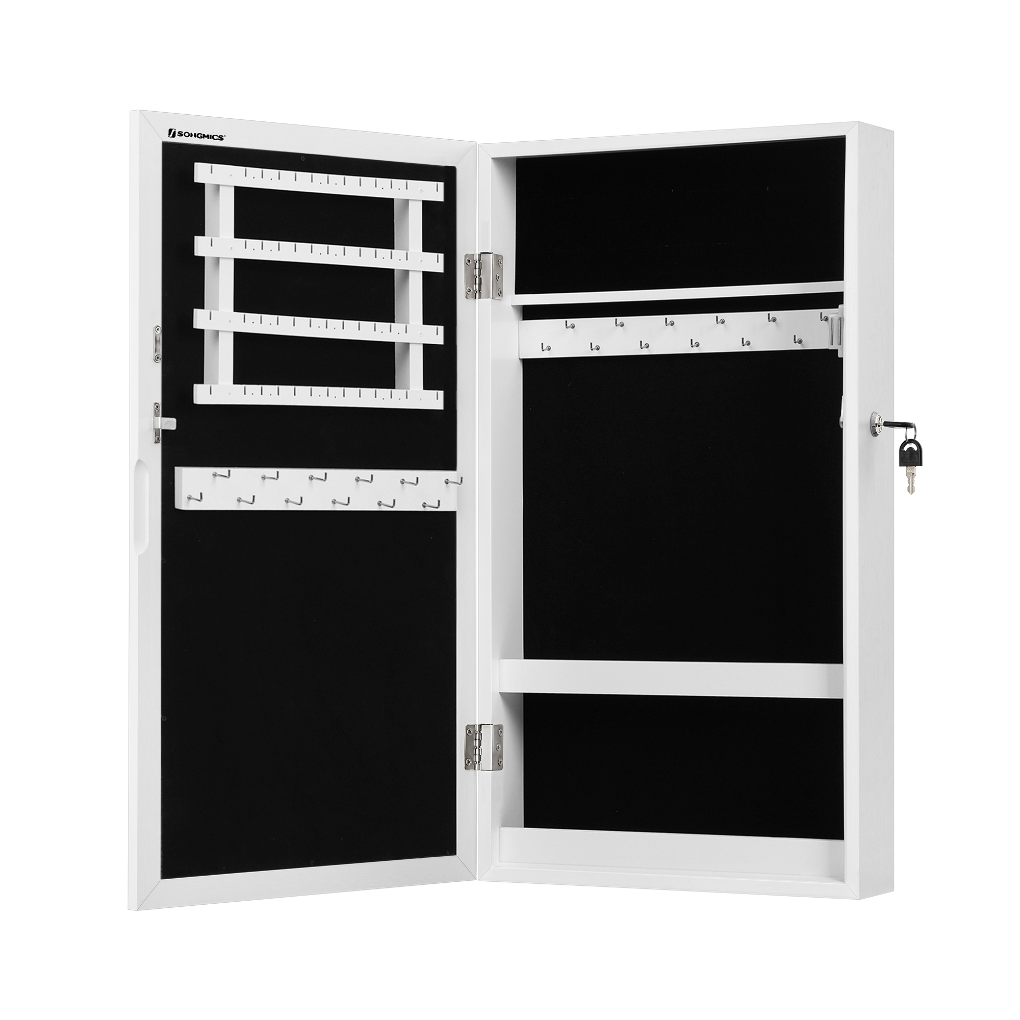 Korukaappi peilillä Songmics Berit, 10 x 37 x 67 cm, valkoinen