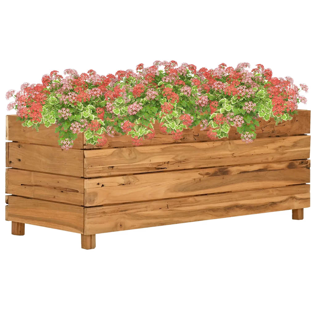 Kukkalaatikko 100x40x38 cm kierrätetty tiikki ja teräs