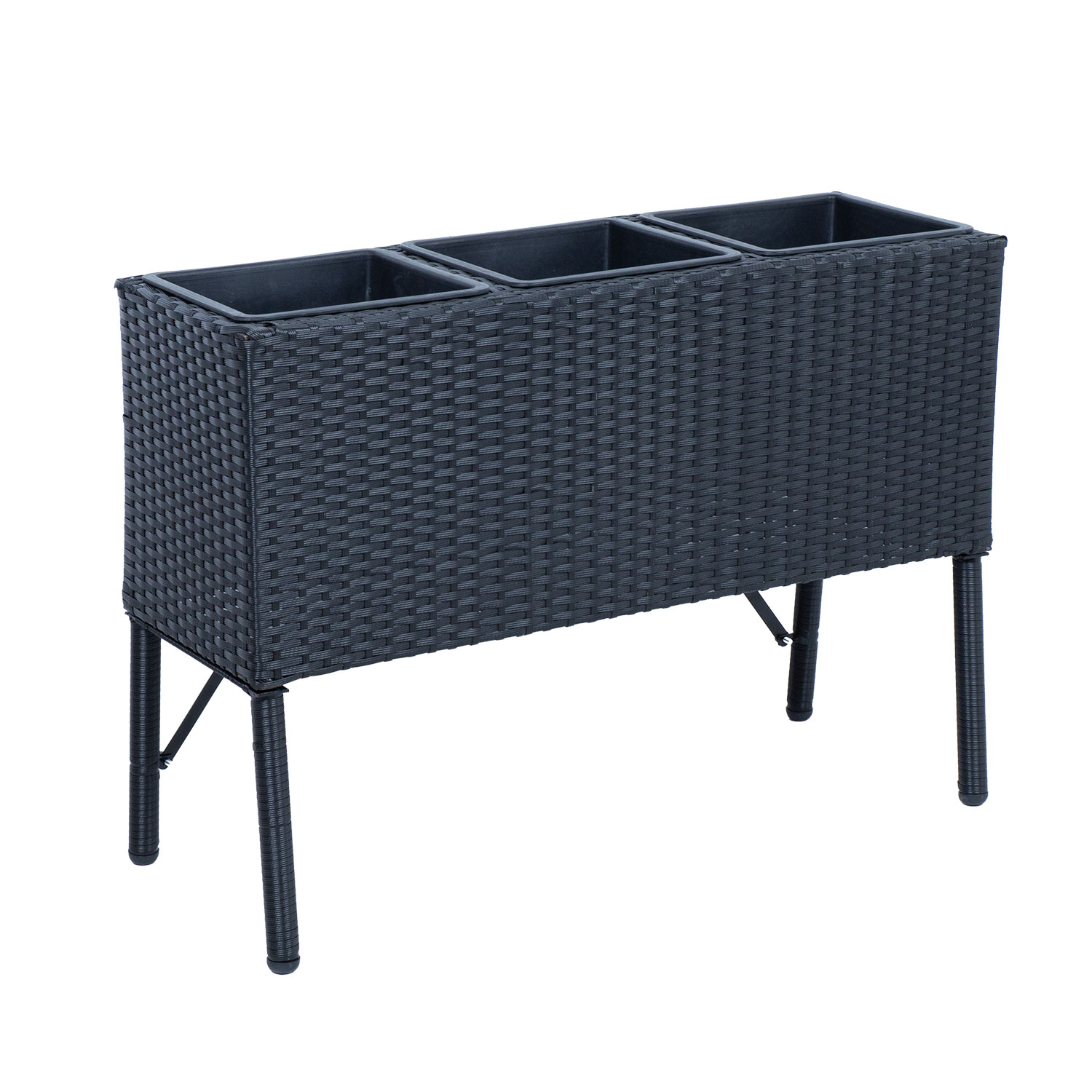 Kukkalaatikko Home4You Wicker 78x33x54cm, Musta