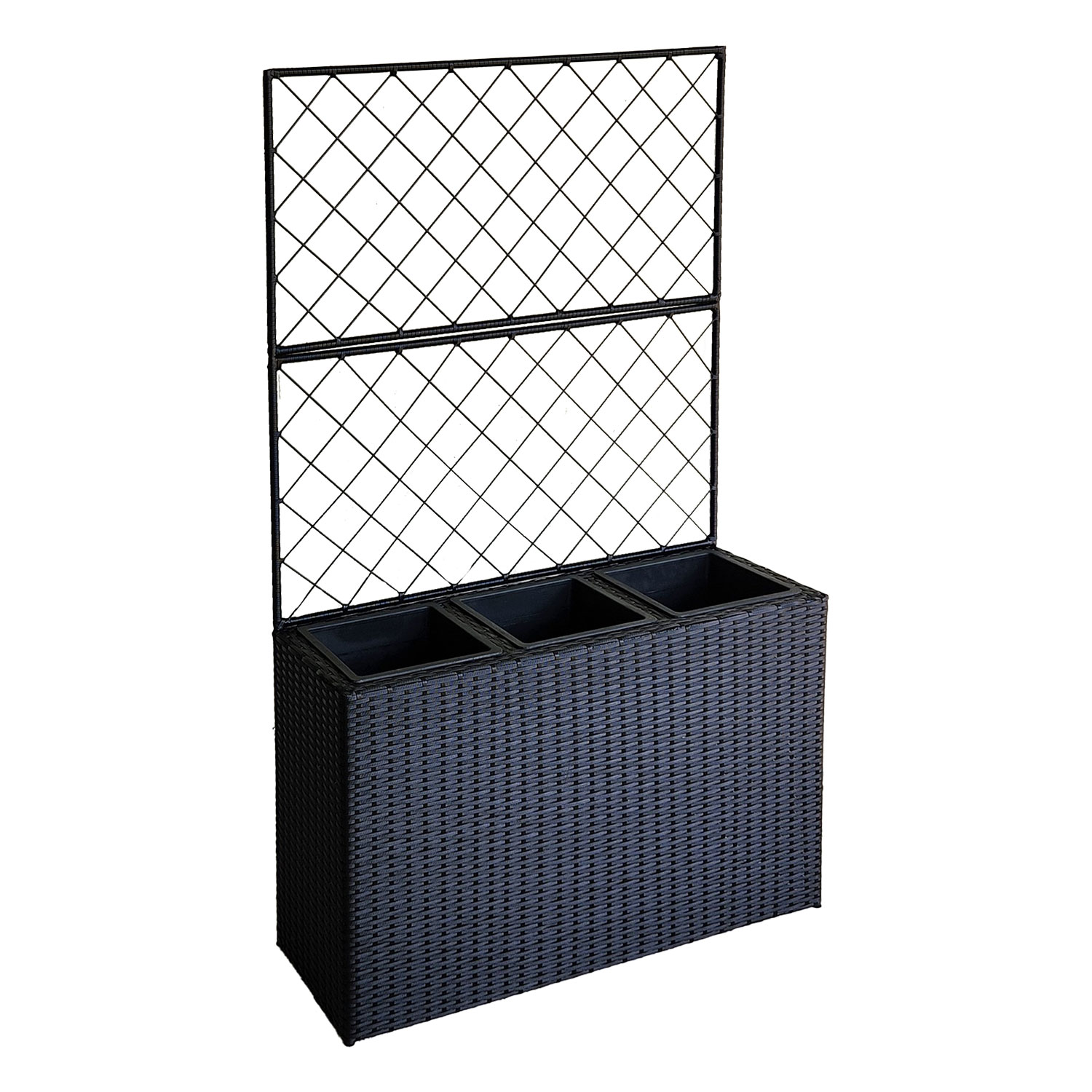 Kukkapenkki Home4You Wicker Ristikoilla, 83x29x146cm, Musta