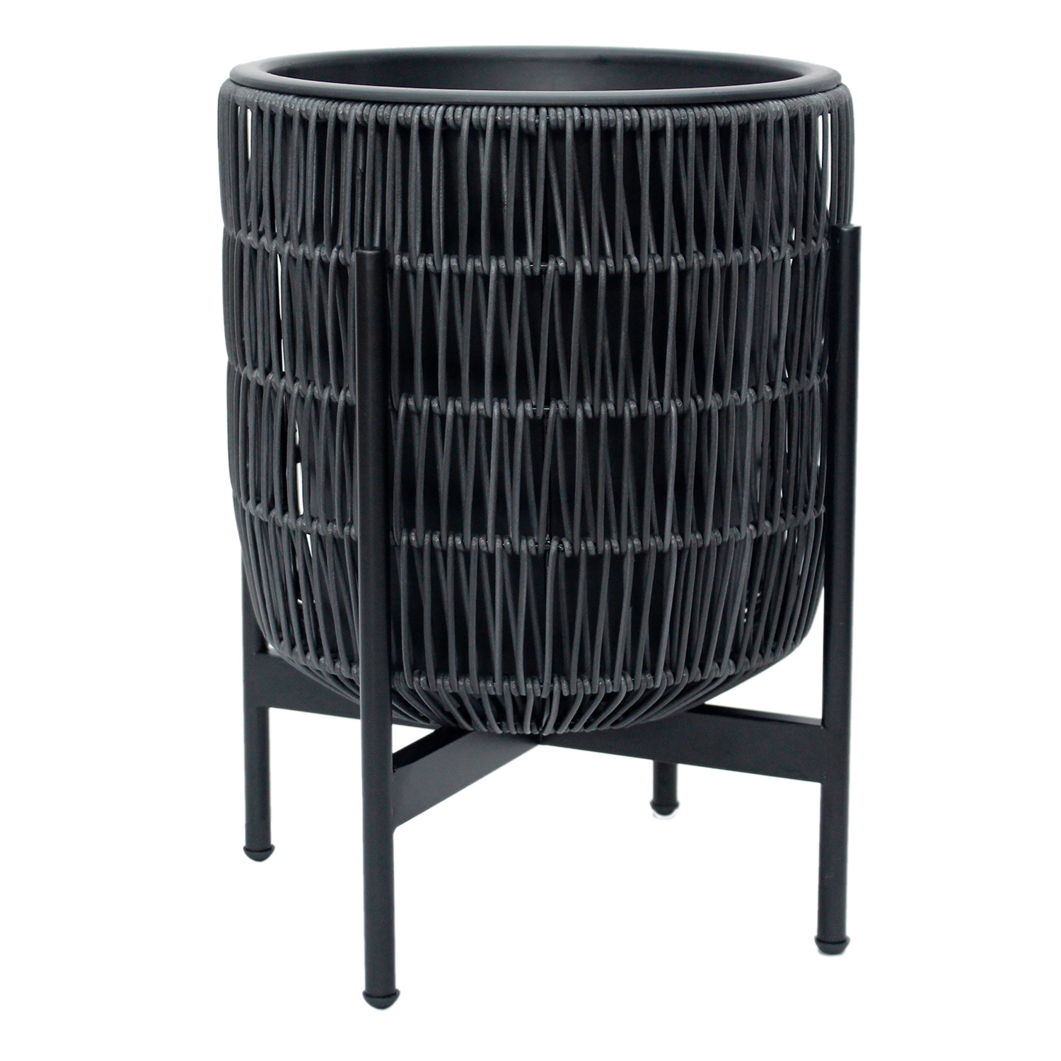 Kukkaruukku Home4You Wicker, 38x38x49cm, Musta