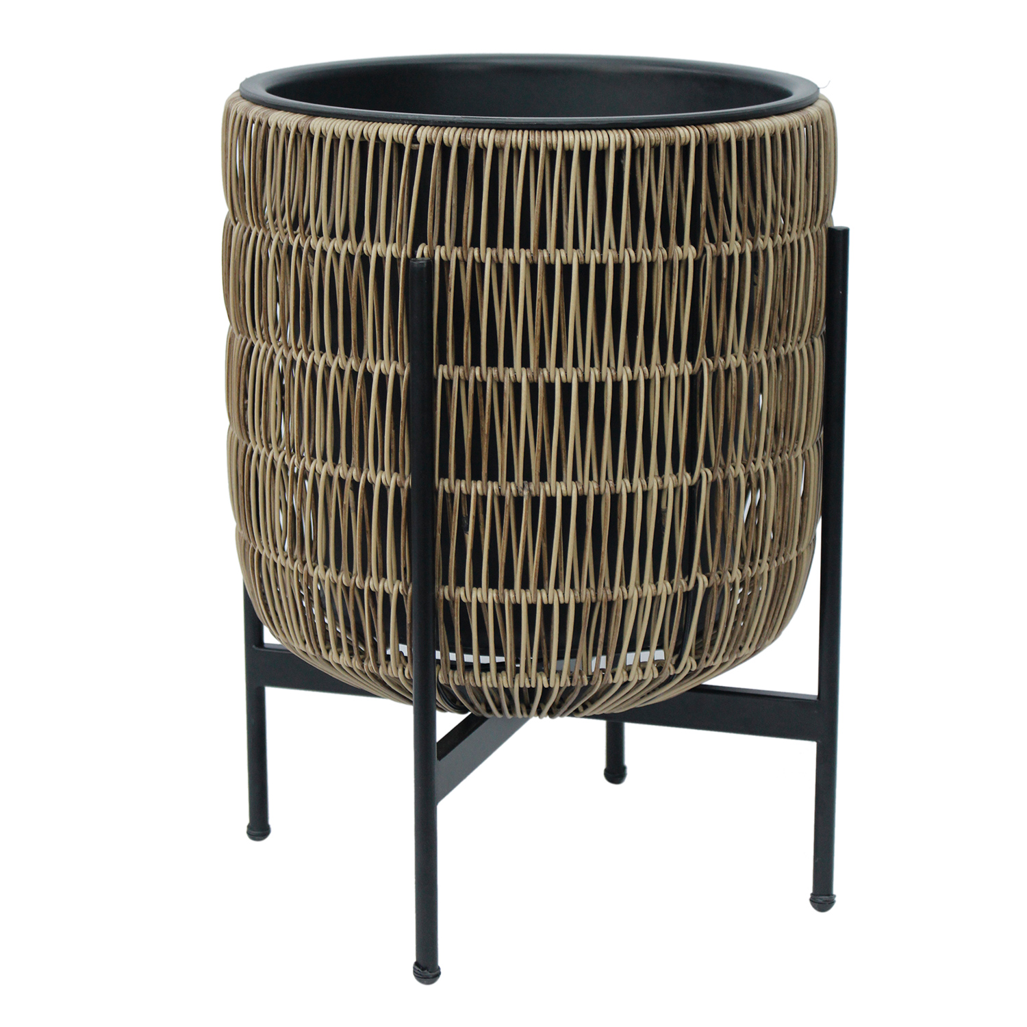 Kukkaruukku Home4You Wicker Telineen Kanssa, 38x38x49cm, Vaalean Ruskea