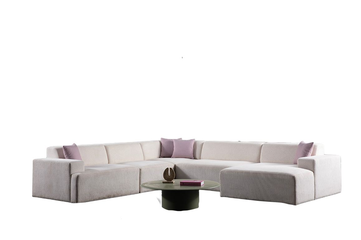 Kulmasohva Valento Furniture Melva, 5-istuttava, valkoinen