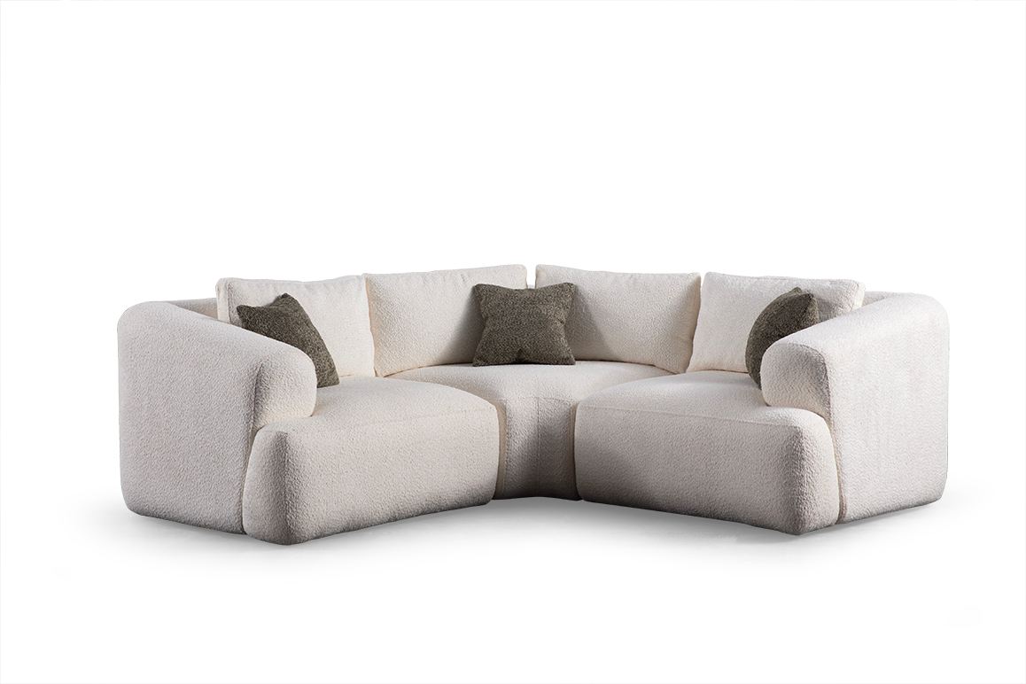 Kulmasohva Valento Furniture Sofia, 3-istuttava, valkoinen