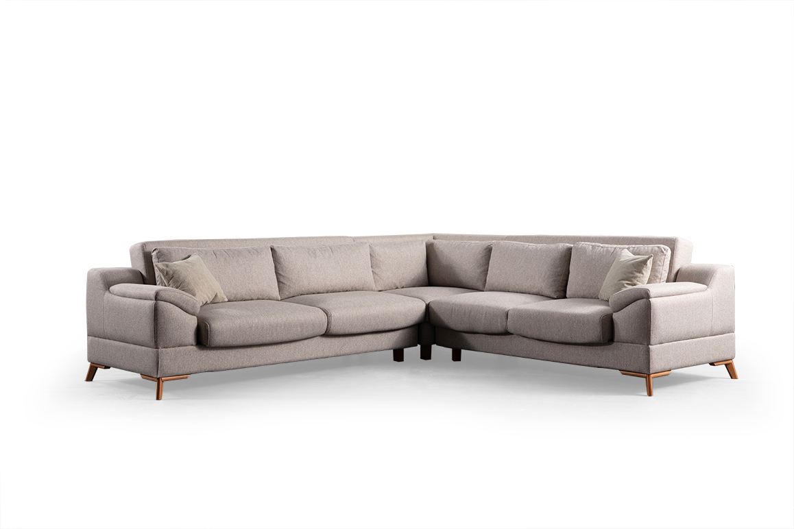 Kulmavuodesohva Valento Furniture Aqua, 5-istuttava, oikea, beige