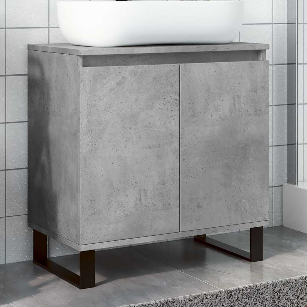 Kylpyhuoneen kaappi betoninharmaa 58x33x60 cm tekninen puu (85306)