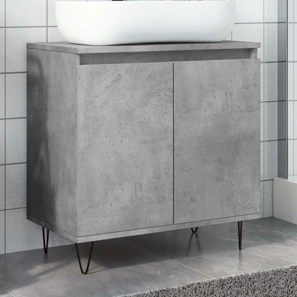 Kylpyhuoneen kaappi betoninharmaa 58x33x60 cm tekninen puu (85307)