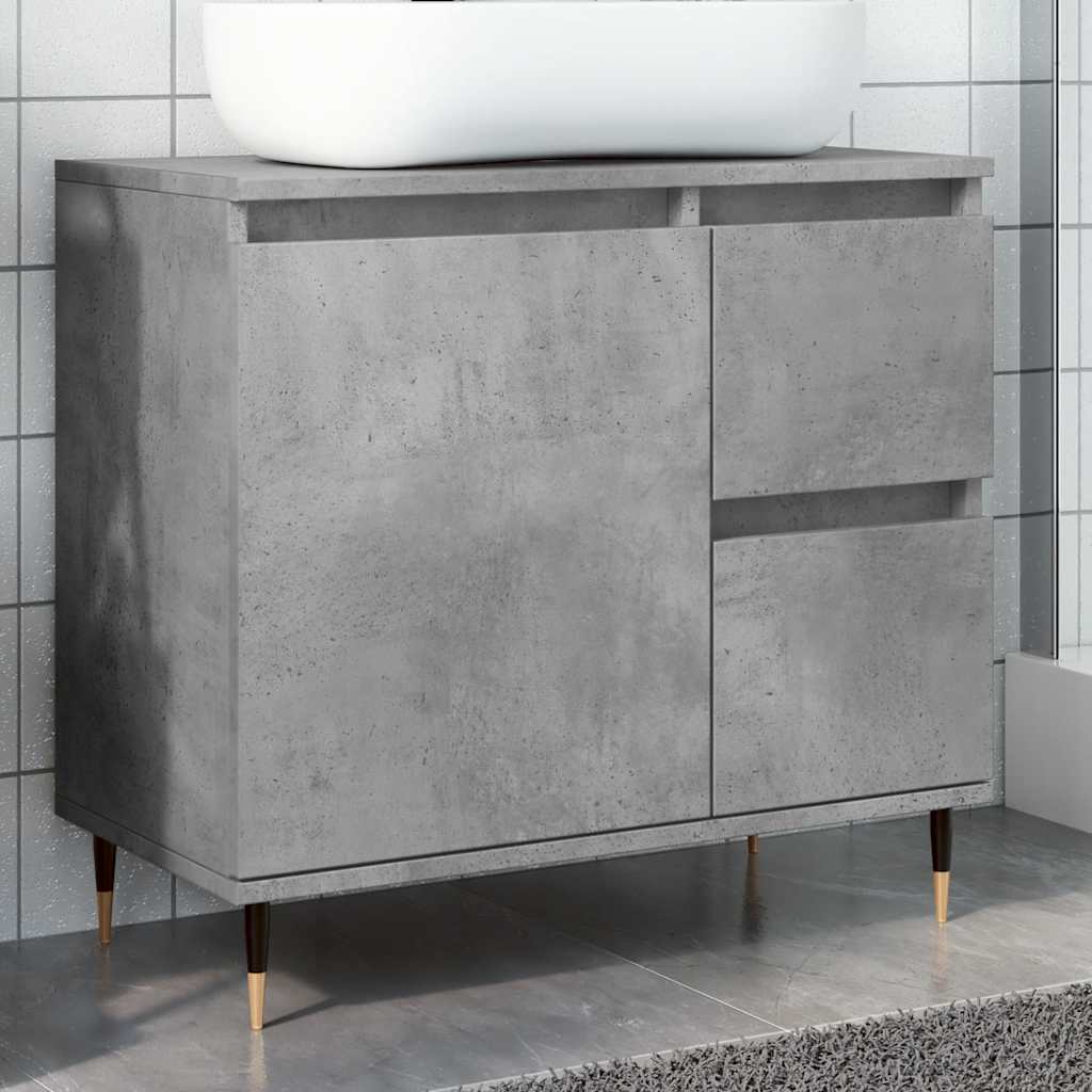 Kylpyhuoneen kaappi betoninharmaa 65x33x60 cm tekninen puu (85309)
