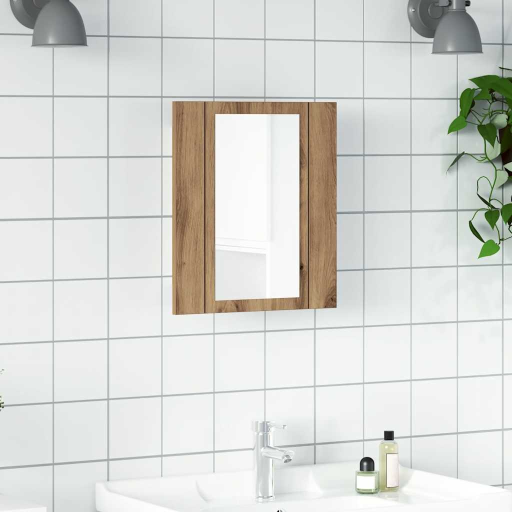 Kylpyhuoneen LED-Peilikaappi tekninen puu, 40x12x45 cm
