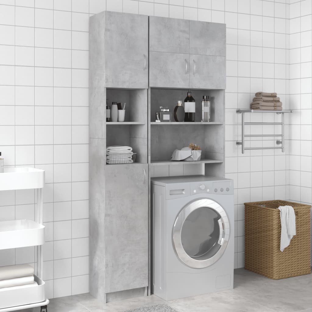 Kylpyhuonekaappi betoninharmaa 32x25,5x190 cm lastulevy