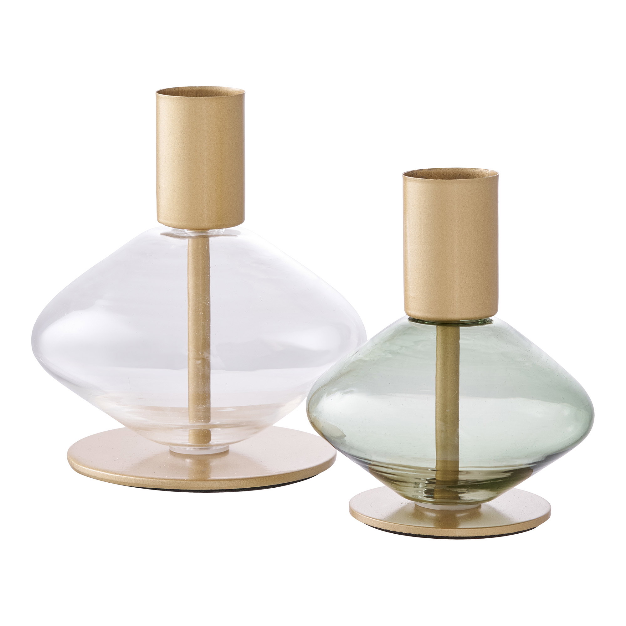 Kynttilänjalka House Nordic Candle, lasia/metallia, kirkas/vihreä, 2 kpl