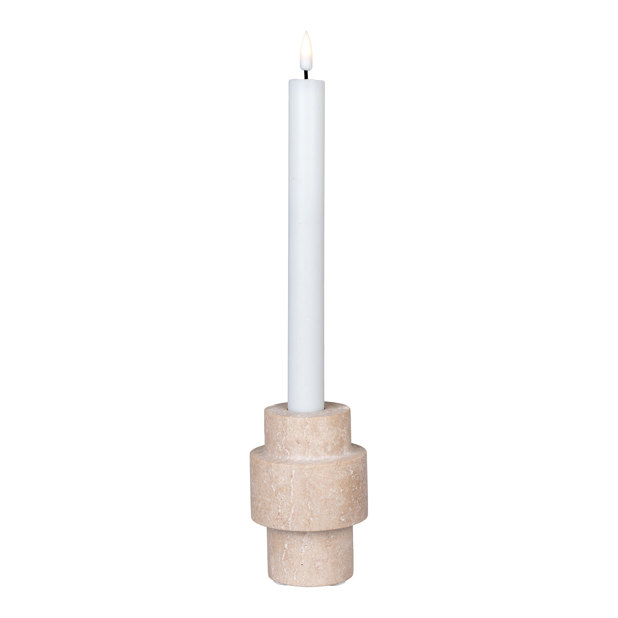 Kynttilänjalka House Nordic Candle, suppolo, travertiini, luonnonvärinen, ø7x10 cm