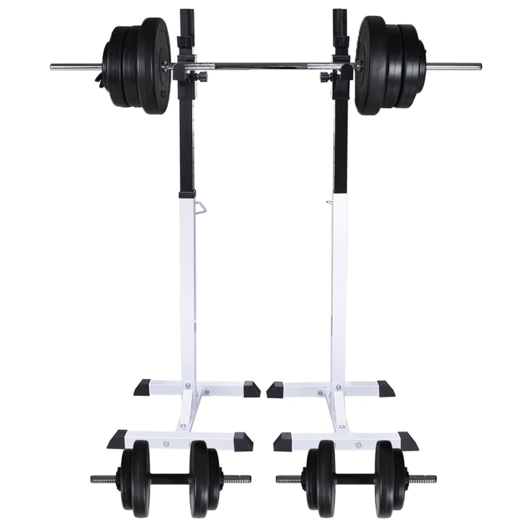 Kyykkyteline levytanko- ja käsipainosarjalla, 60.5kg