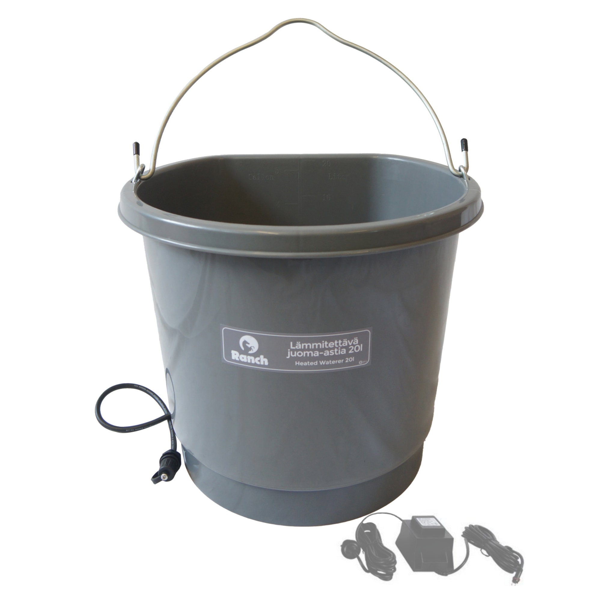 Lämmitettävä juoma-astia Ranch 20 l, muuntajalla