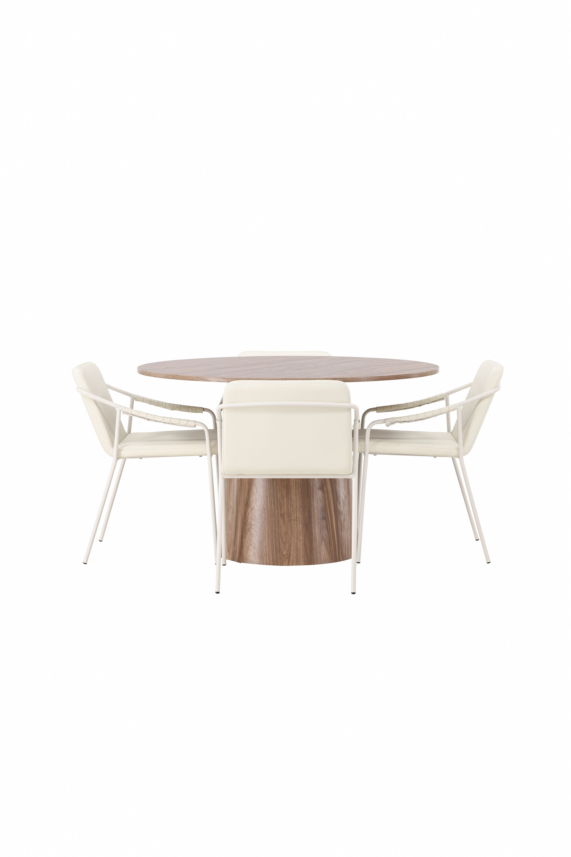 Ruokailuryhmä Venture Home Lanzo/Tvist, Ø120 cm pöytä + 4 tuolia, ruskea/beige
