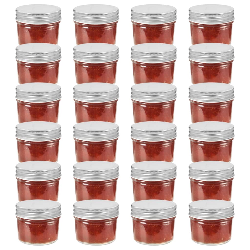 Lasiset hillopurkit hopean värisillä kansilla 24 kpl 110 ml