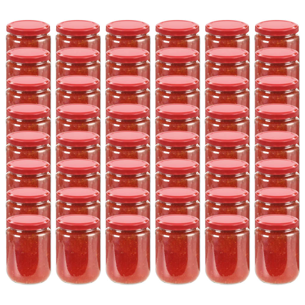 Lasiset hillopurkit punaisilla kansilla 48 kpl 230 ml