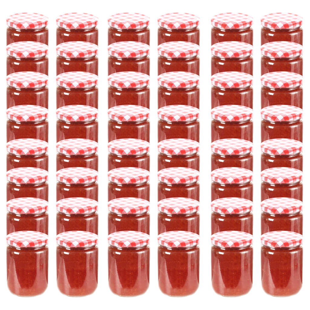 Lasiset hillopurkit valkopunaisilla kansilla 48 kpl 230 ml