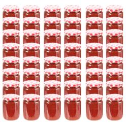 Lasiset hillopurkit valkopunaisilla kansilla 48 kpl 230 ml
