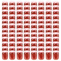 Lasiset hillopurkit valkopunaisilla kansilla 96 kpl 230 ml