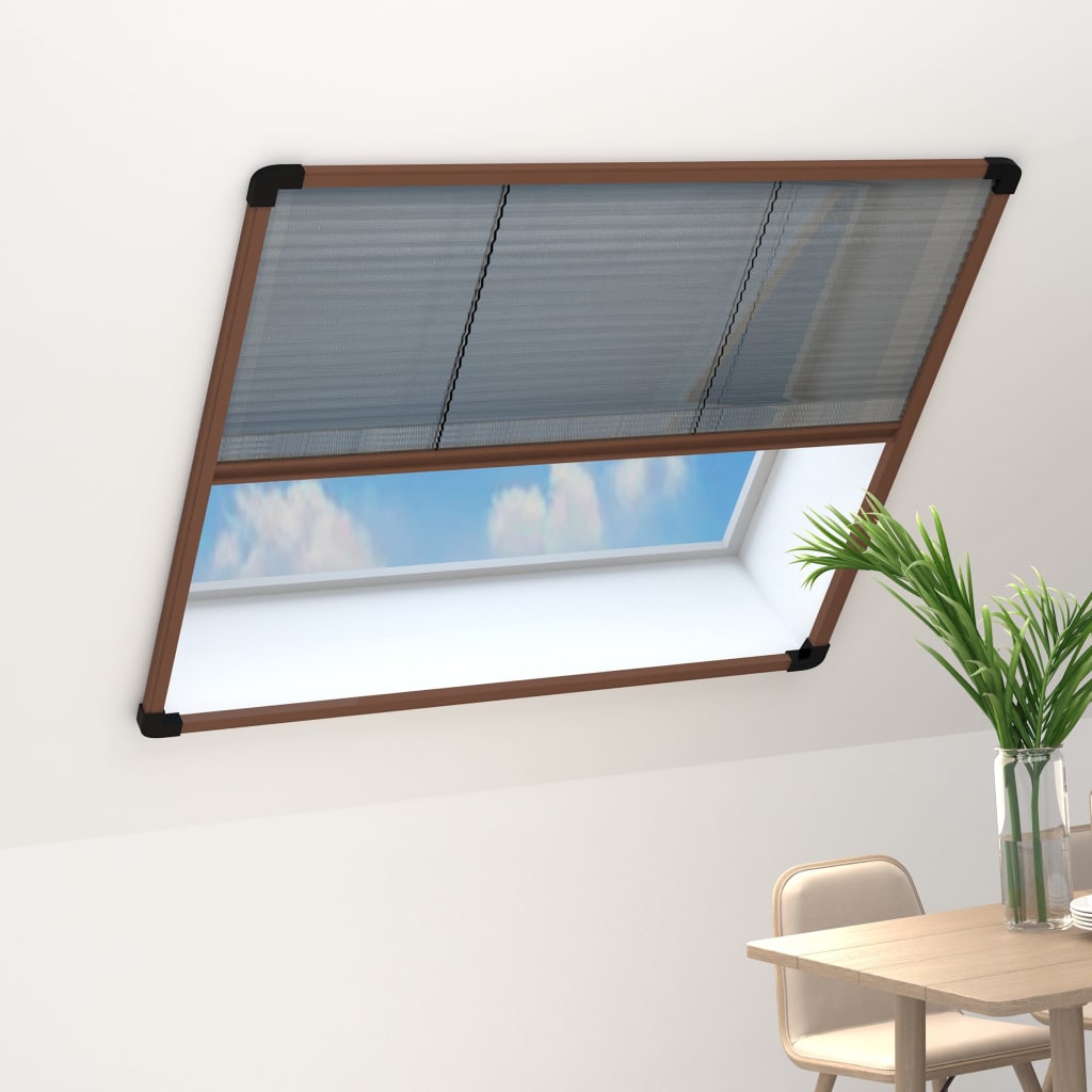 Laskostettu hyönteisverkko ikkunaan 120x120 cm alumiini ruskea