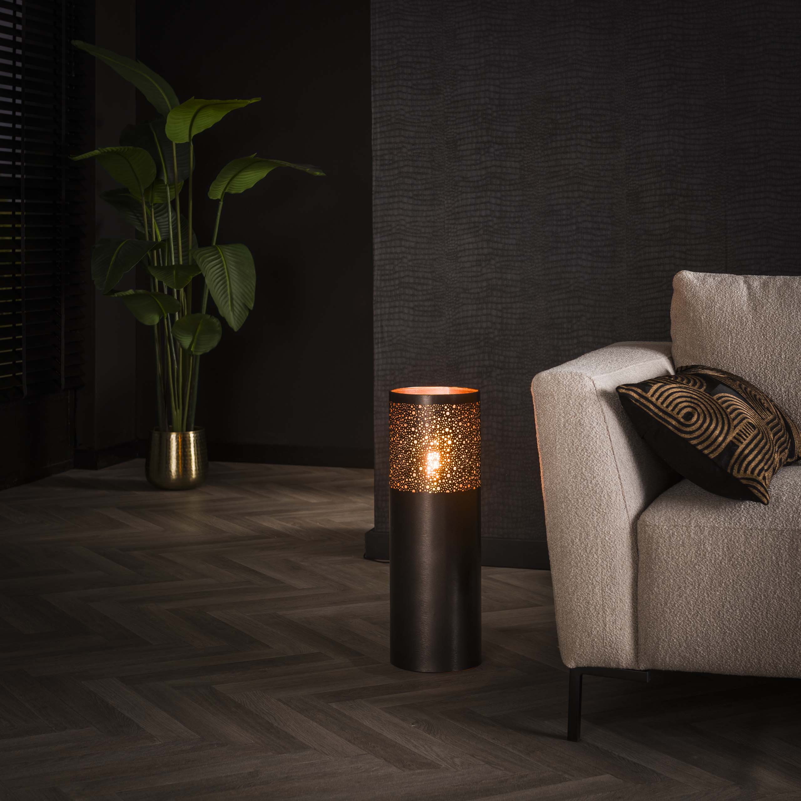 Lattiavalaisin Zjilstra Cylinder Glow, 60cm, Zwart nikkel