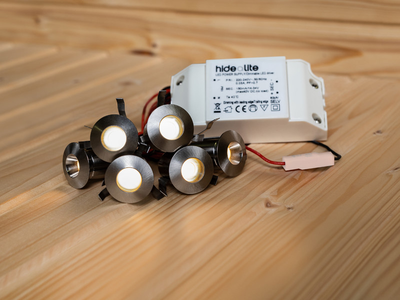 LED-saunavalaisinsetti Hide-a-lite Heatspot G2, 2700K, teräs