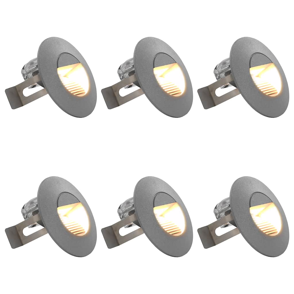LED-seinävalaisimet ulkokäyttöön, 6 kpl, 5 W, hopea, pyöreä