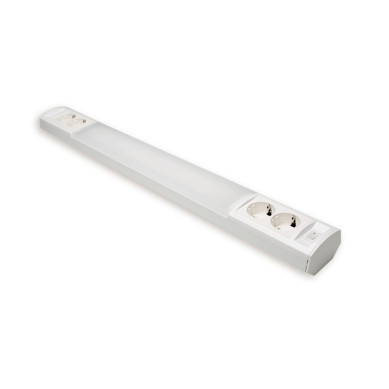 LED-työpistevalaisin Ensto Ami AL124L1460, 20W/830/840, 1462mm, 2x2-osainen pistorasia + kytkin, valkoinen