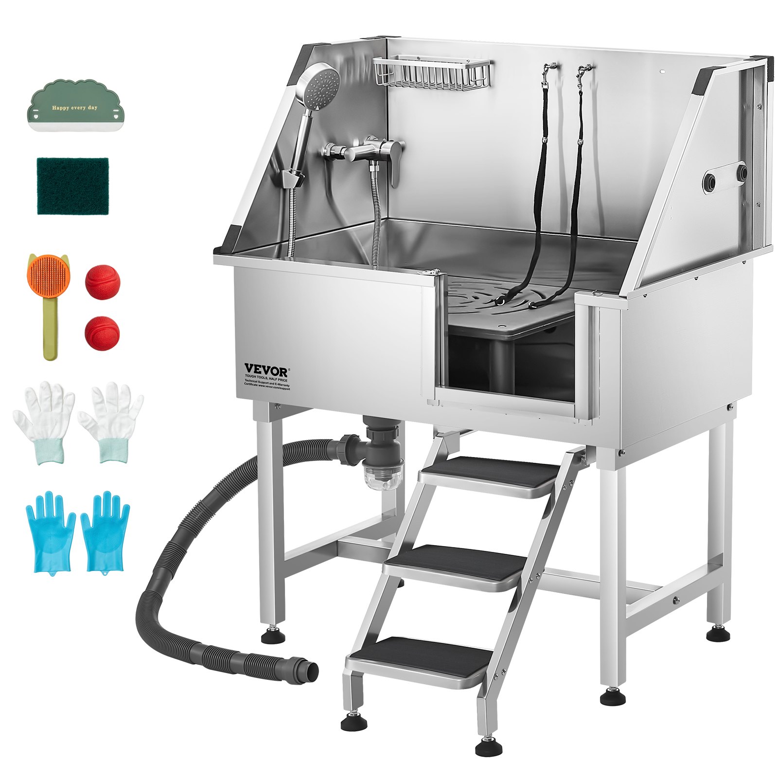 Lemmikkien pesuallas North Craft K2E01002, 96.5 cm, rosteri, hopea