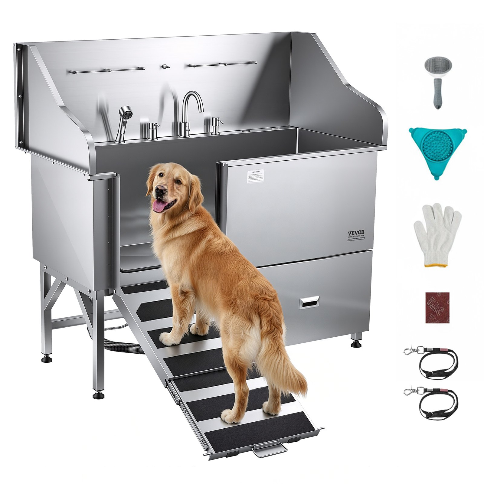 Lemmikkien pesuallas North Craft K2E01006, 155 cm, Ruostumaton Teräs, Hopea