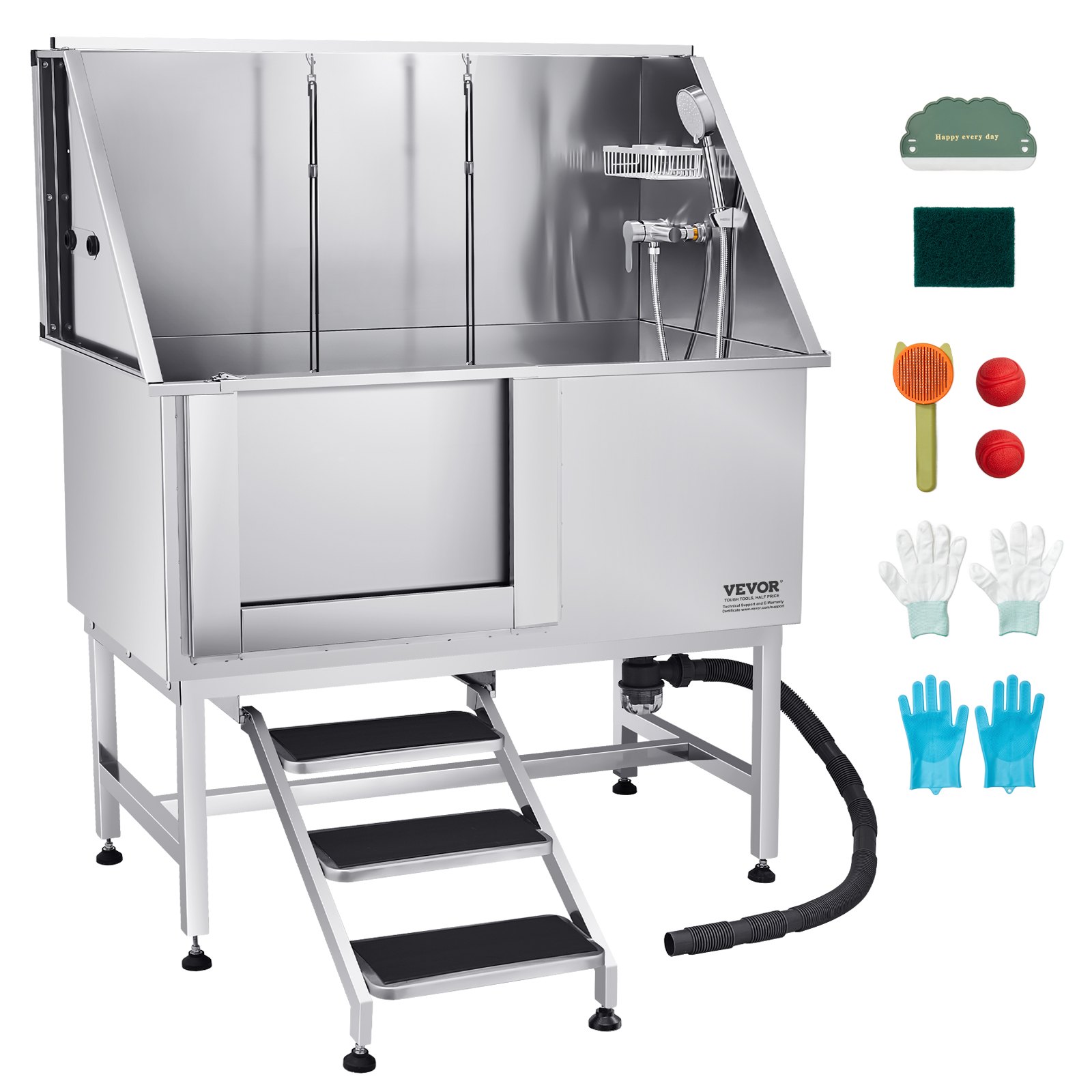 Lemmikkien pesuallas North Craft K2E01009, 127 cm, ruostumaton teräs, hopea